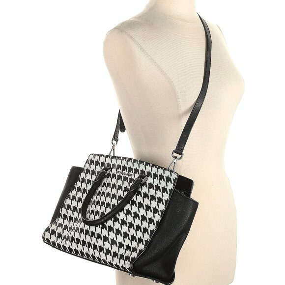 Michael Kors Selma Leather Black and White Houndstooth Bag - Picture 3 of 11